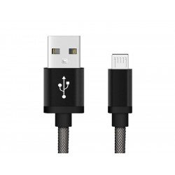 Chargeur USB micro (Android) - 1.0 mètre (Noir-Filet de poisson)