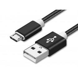 Chargeur USB micro (Android) - 1.0 mètre (Noir-Nylon)