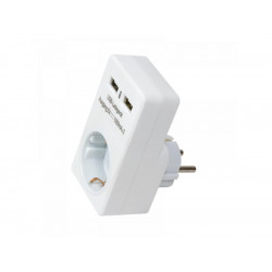 Adaptateur 1x prise + 2x USB Logilink AC. 10W (PA0112)